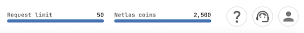 Netlas coins and requests counters